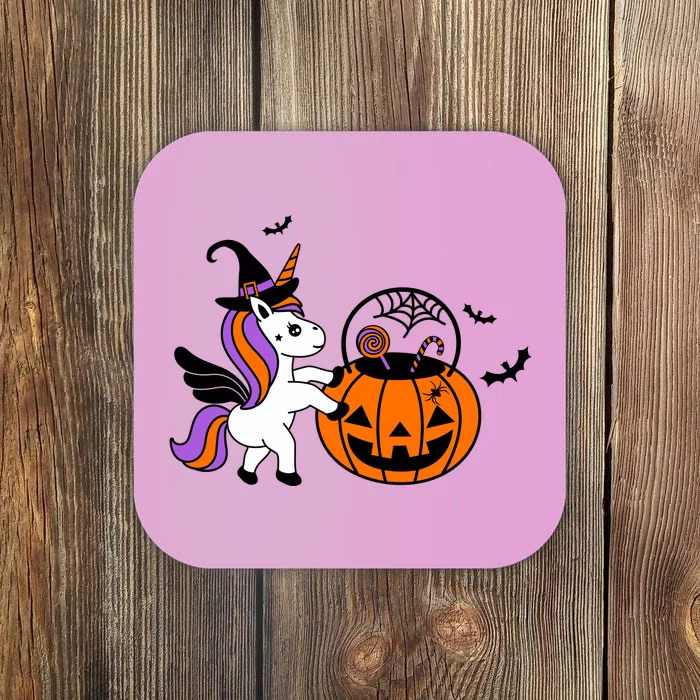 Unicorn Treat Or Trick Halloween Coaster