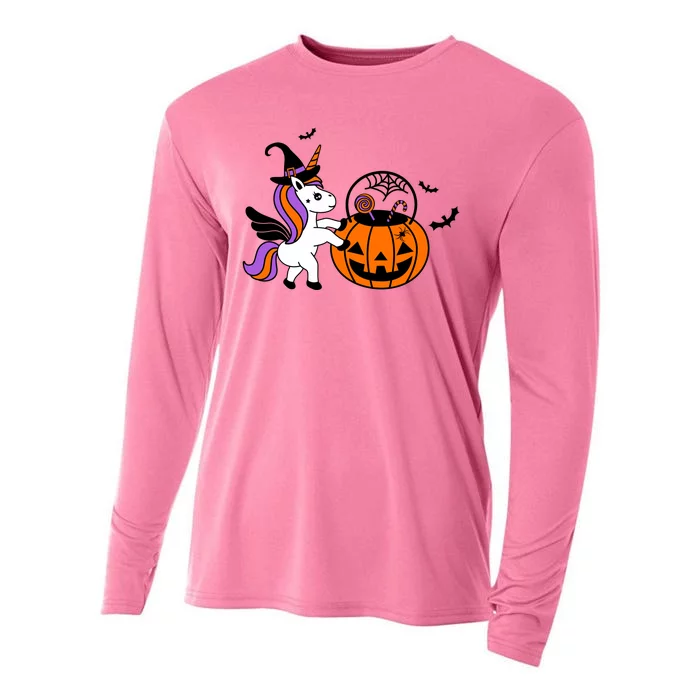 Unicorn Treat Or Trick Halloween Cooling Performance Long Sleeve Crew