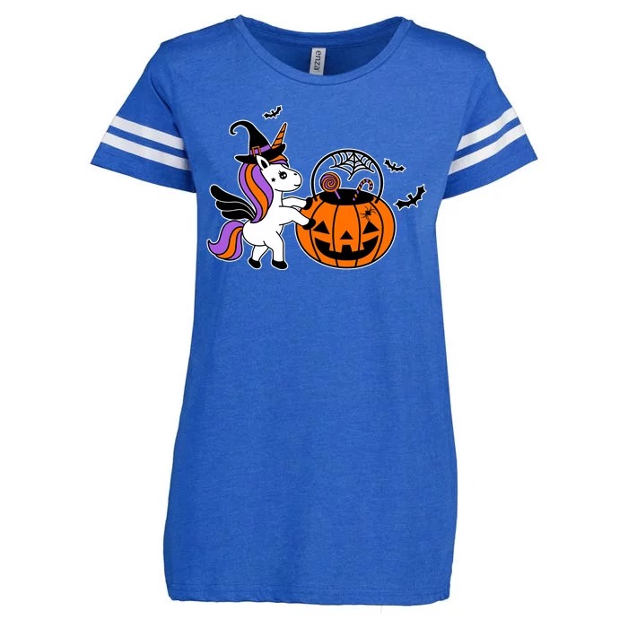 Unicorn Treat Or Trick Halloween Enza Ladies Jersey Football T-Shirt