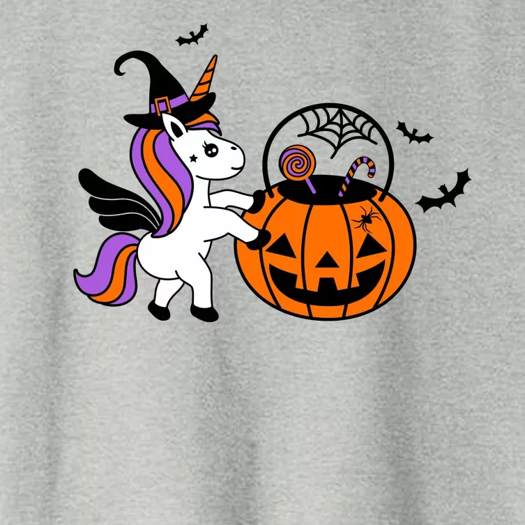 Unicorn Treat Or Trick Halloween Women's Crop Top Tee