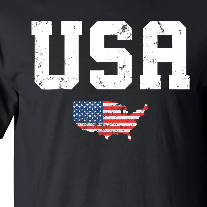 USA Tee Patriotic American Flag July 4th Tall T-Shirt