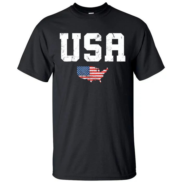 USA Tee Patriotic American Flag July 4th Tall T-Shirt