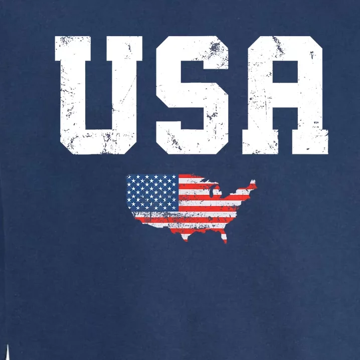 USA Tee Patriotic American Flag July 4th Garment-Dyed Sweatshirt