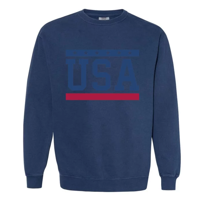 USA T Patriotic American Flag July 4th Garment-Dyed Sweatshirt