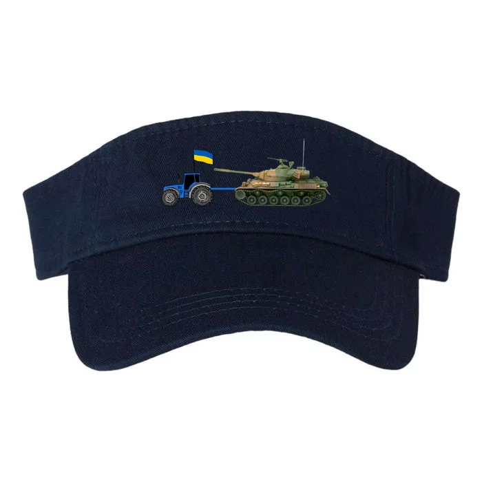 Ukrainian Tractor Pulling Tank With Ukraine Flag Valucap Bio-Washed Visor