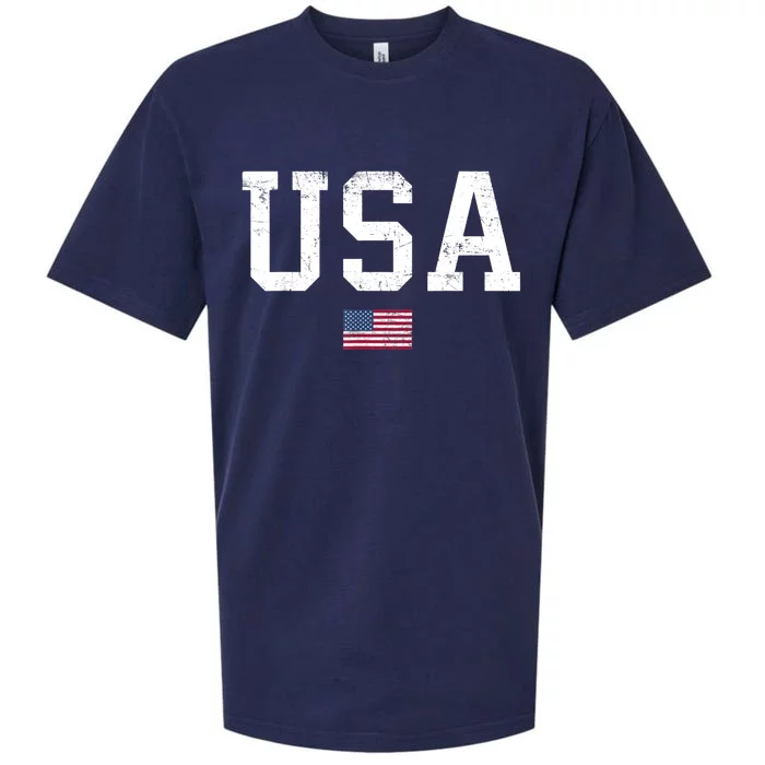 USA T Patriotic American Flag July 4th Sueded Cloud Jersey T-Shirt