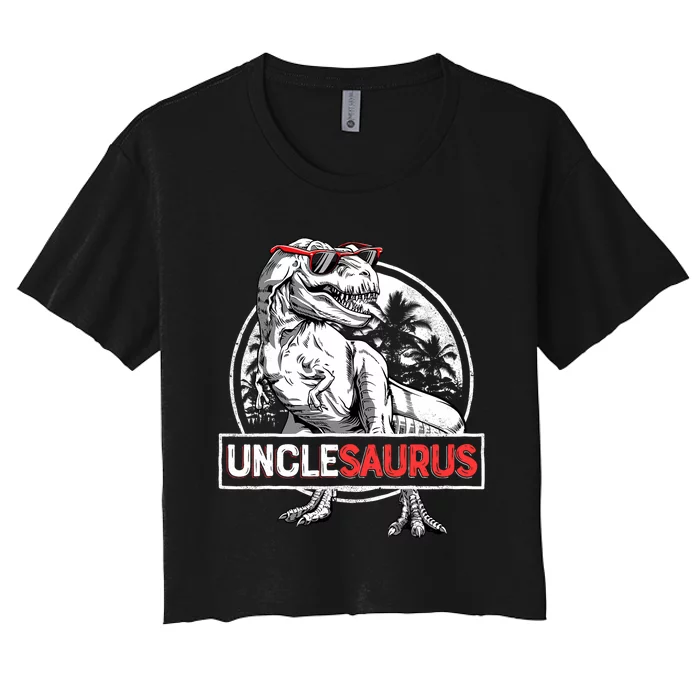 Unclesaurus T Rex Dinosaur Uncle Saurus Family Matching Women's Crop Top Tee