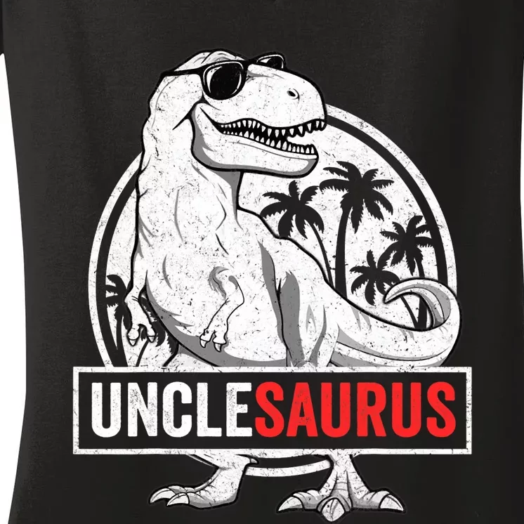 Unclesaurus T Rex Dinosaur Uncle Saurus Family Matching Women's V-Neck T-Shirt