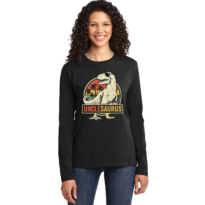 Unclesaurus T Rex Dinosaur Uncle Saurus Family Matching Ladies Long Sleeve Shirt