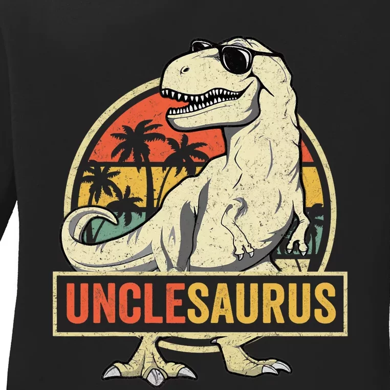 Unclesaurus T Rex Dinosaur Uncle Saurus Family Matching Ladies Long Sleeve Shirt