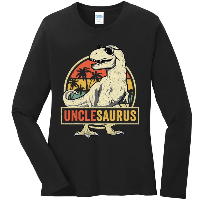 Unclesaurus T Rex Dinosaur Uncle Saurus Family Matching Ladies Long Sleeve Shirt