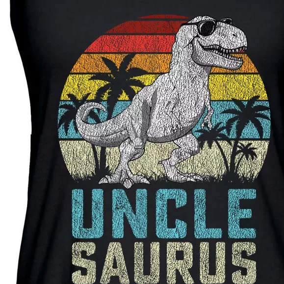 Unclesaurus T Rex Dinosaur Uncle Saurus FatherS Family Ladies Essential Flowy Tank