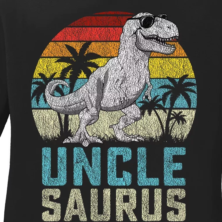 Unclesaurus T Rex Dinosaur Uncle Saurus FatherS Family Ladies Long Sleeve Shirt