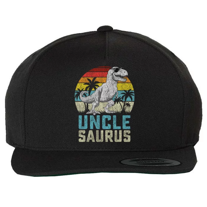 Unclesaurus T Rex Dinosaur Uncle Saurus FatherS Family Wool Snapback Cap