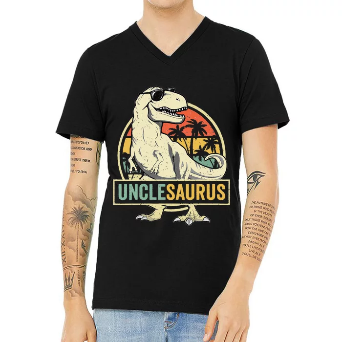 Unclesaurus T Rex Dinosaur Uncle Saurus Family Matching V-Neck T-Shirt