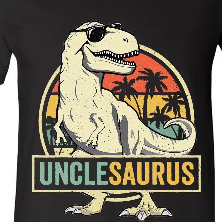 Unclesaurus T Rex Dinosaur Uncle Saurus Family Matching V-Neck T-Shirt