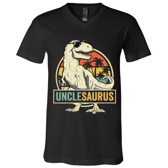 Unclesaurus T Rex Dinosaur Uncle Saurus Family Matching V-Neck T-Shirt