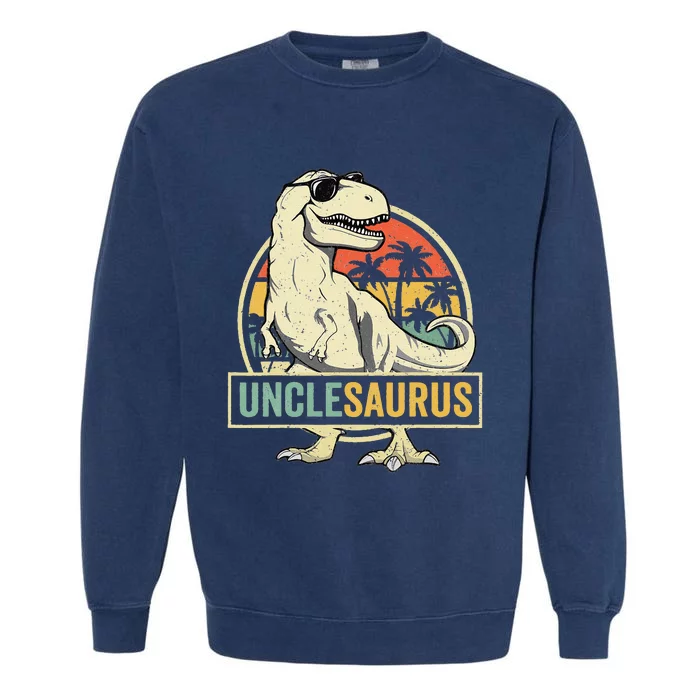 Unclesaurus T Rex Dinosaur Uncle Saurus Family Matching Garment-Dyed Sweatshirt