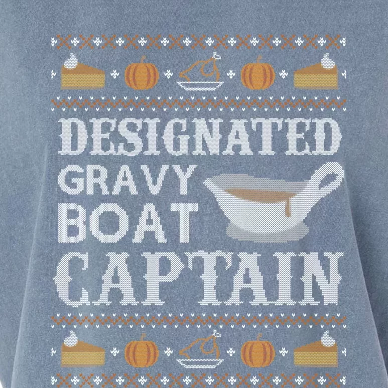 Ugly Thanksgiving Sweater Gravy Boat Captain Gift Garment-Dyed Women's Muscle Tee