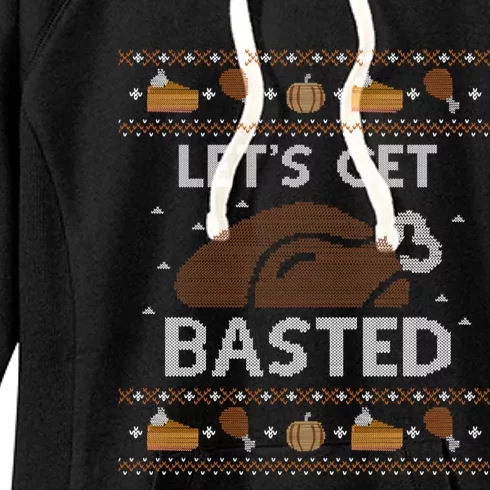 Ugly Thanksgiving Sweater Funny Lets Get Basted Great Gift Meaningful Gift Women's Fleece Hoodie