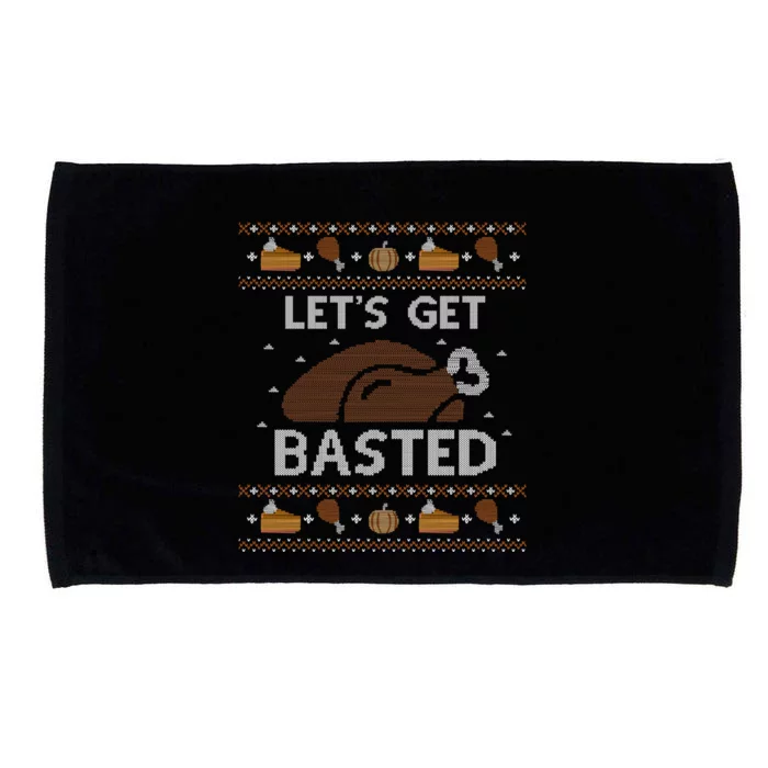 Ugly Thanksgiving Sweater Funny Lets Get Basted Great Gift Meaningful Gift Microfiber Hand Towel