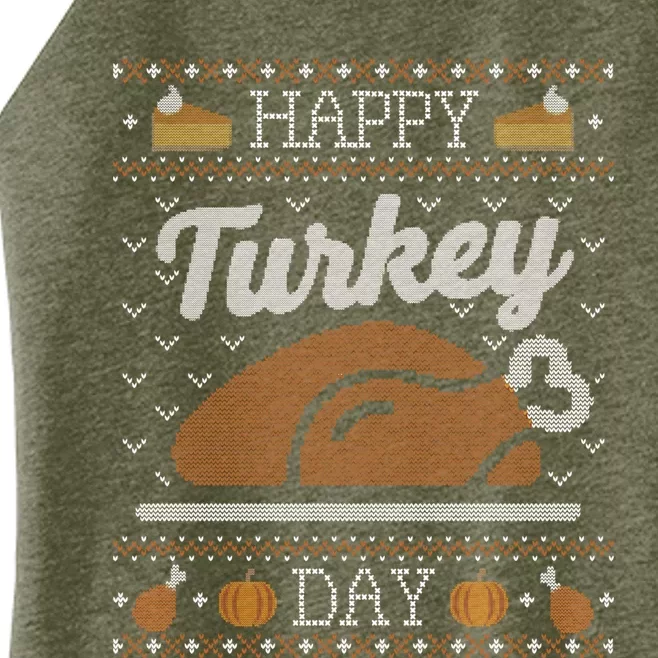 Ugly Thanksgiving Sweater Funny Happy Turkey Day Gift Women’s Perfect Tri Rocker Tank