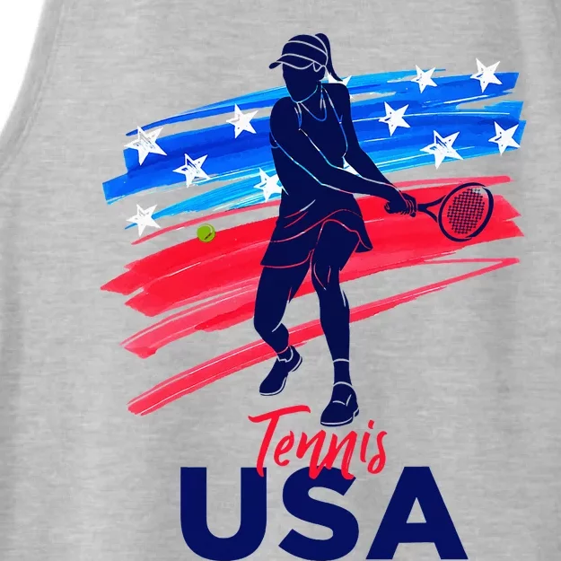 Usa Tennis Support Tennis Lover Ladies Tri-Blend Wicking Tank