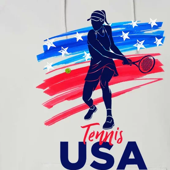 Usa Tennis Support Tennis Lover Performance Fleece Hoodie