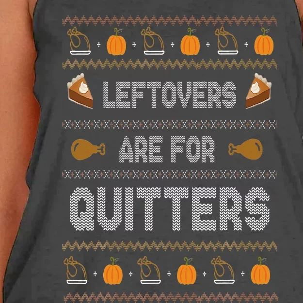 Ugly Thanksgiving Sweater Leftovers are for Quitters Gift Women's Knotted Racerback Tank