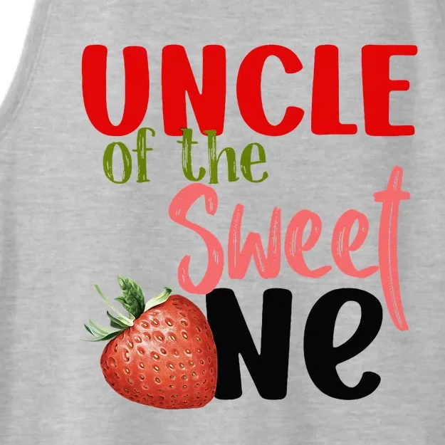 Uncle The Sweet One Strawberry Birthday Family Party Ladies Tri-Blend Wicking Tank