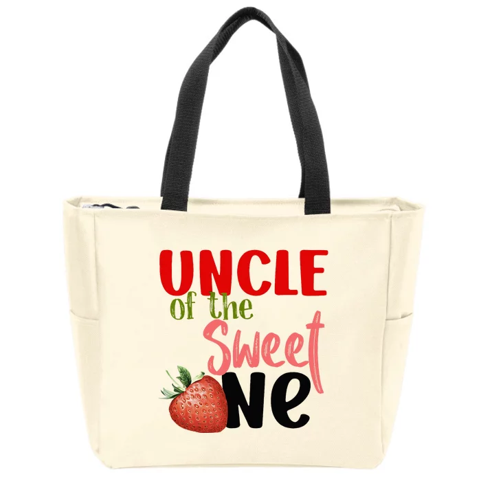 Uncle The Sweet One Strawberry Birthday Family Party Zip Tote Bag