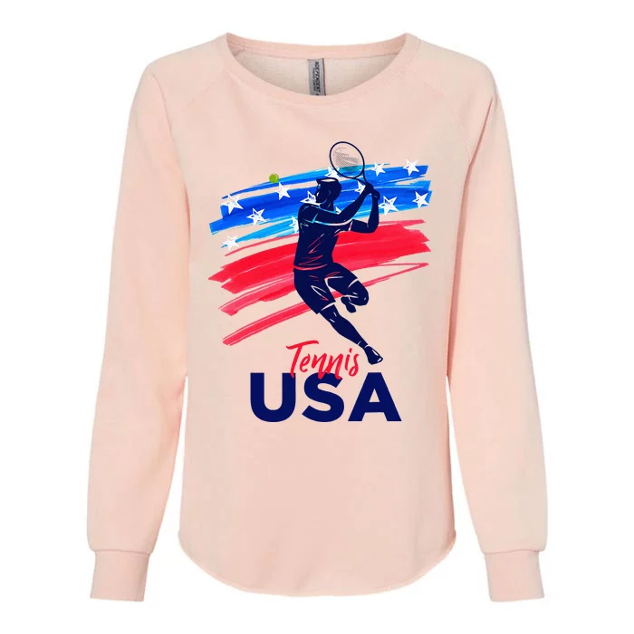 Usa Tennis Support The T.E.A.M. U.S.A Tennis Lover Womens California Wash Sweatshirt