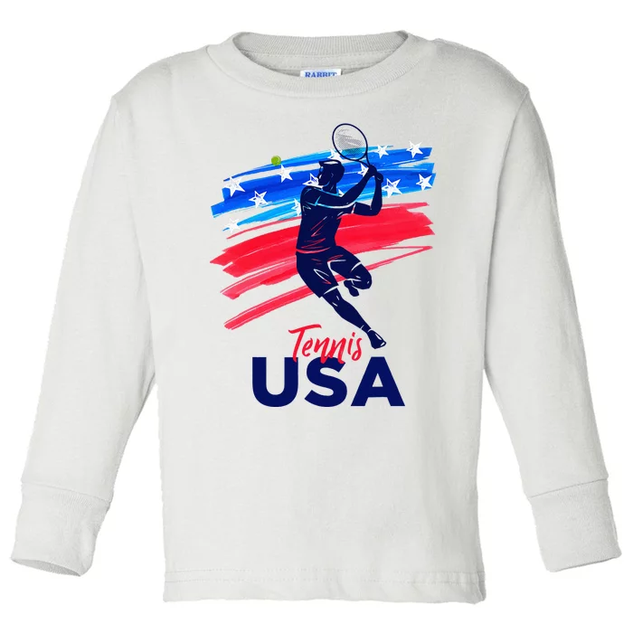 Usa Tennis Support The T.E.A.M. U.S.A Tennis Lover Toddler Long Sleeve Shirt