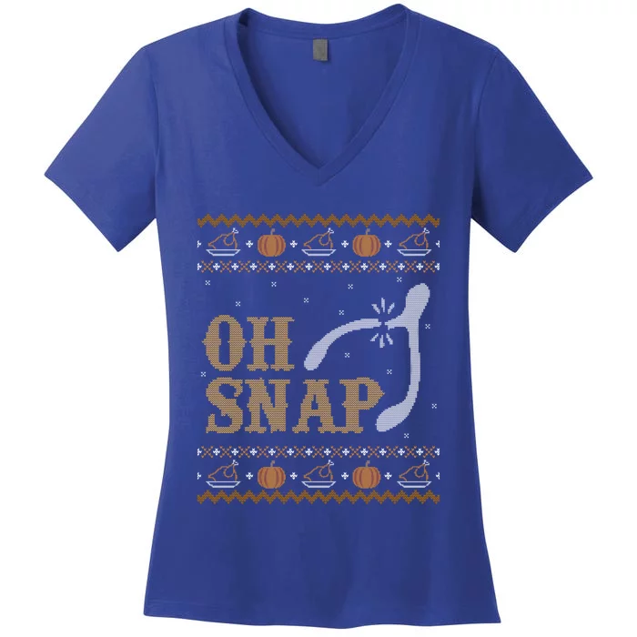 Ugly Thanksgiving Sweater Funny Oh Snap Wish Gift Women's V-Neck T-Shirt