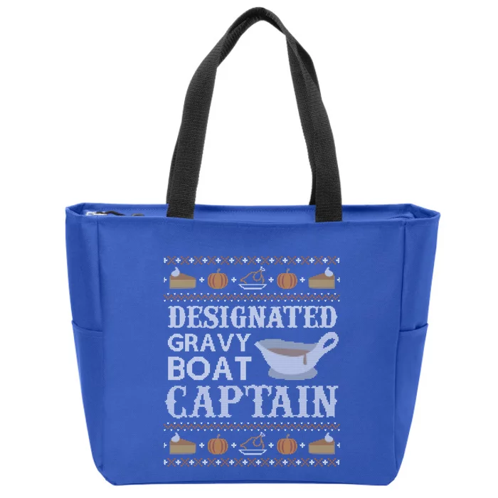 Ugly Thanksgiving Sweater Gravy Boat Captain Gift Zip Tote Bag