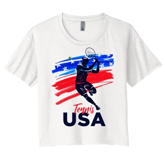 Usa Tennis Support The T.E.A.M U.S.A Tennis Lover Women's Crop Top Tee