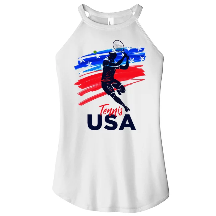 Usa Tennis Support The T.E.A.M U.S.A Tennis Lover Women’s Perfect Tri Rocker Tank