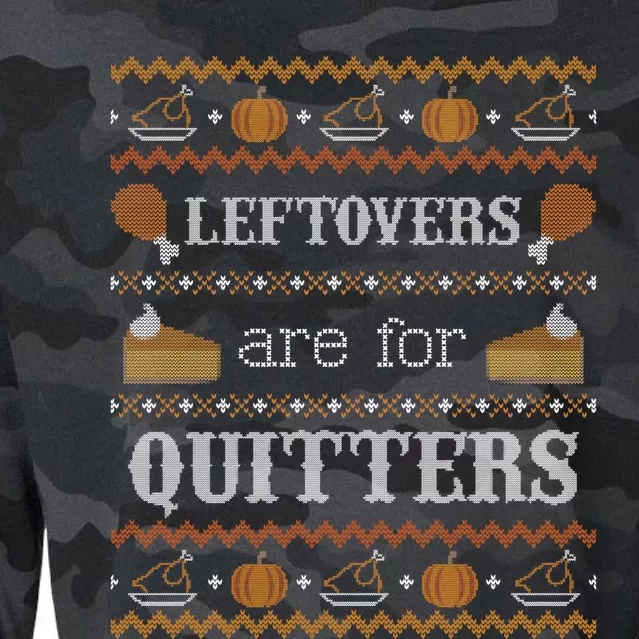 Ugly Thanksgiving Sweater Leftovers For Quitters Gift Cropped Pullover Crew