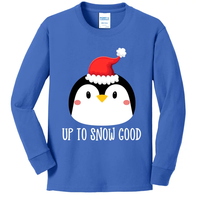 Up To Snow Good Penguin Face Santa Cute Penguin Christmas Gift Kids Long Sleeve Shirt