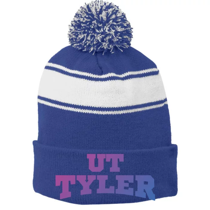 Ut Tyler Student Cute Gift Stripe Pom Pom Beanie