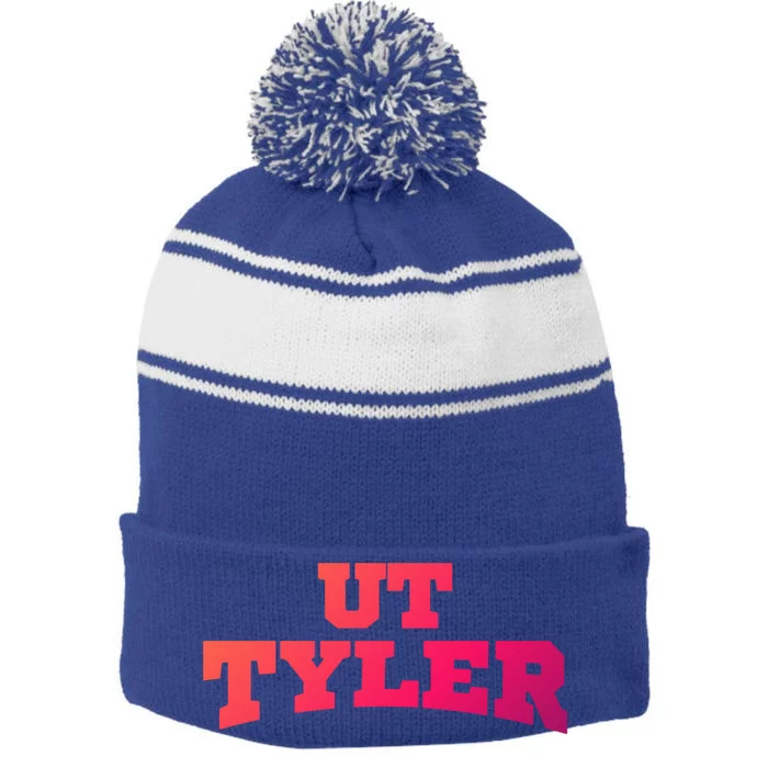 Ut Tyler Student Cute Gift Stripe Pom Pom Beanie