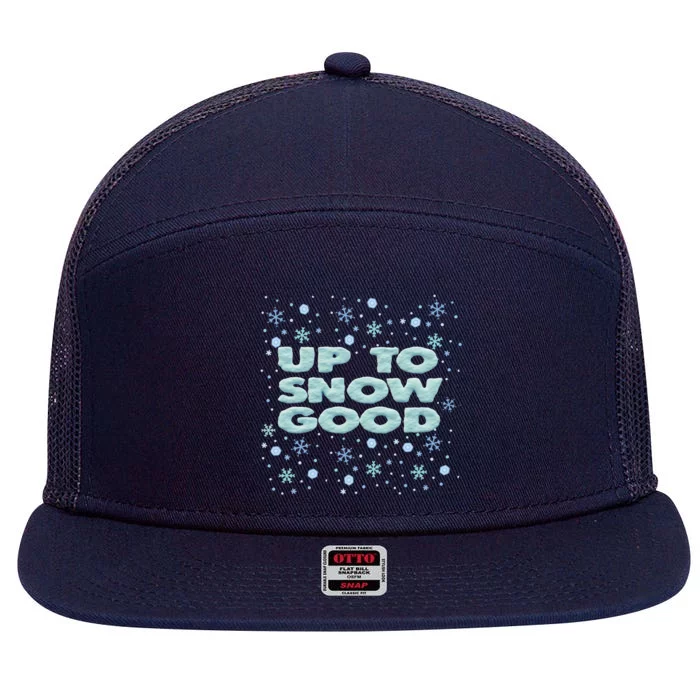 Up To Snow Good Funny Christmas Snowflake Design Gift 7 Panel Mesh Trucker Snapback Hat