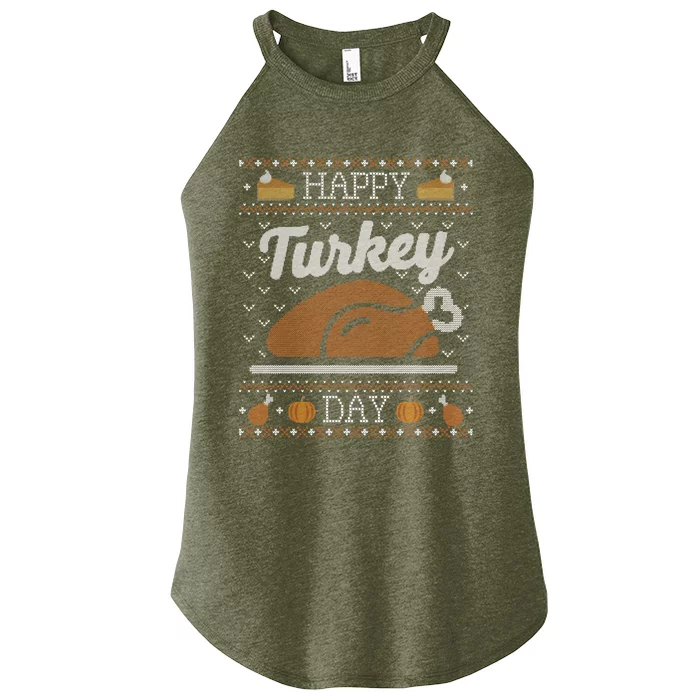 Ugly Thanksgiving Sweater Funny Happy Turkey Day Gift Women’s Perfect Tri Rocker Tank