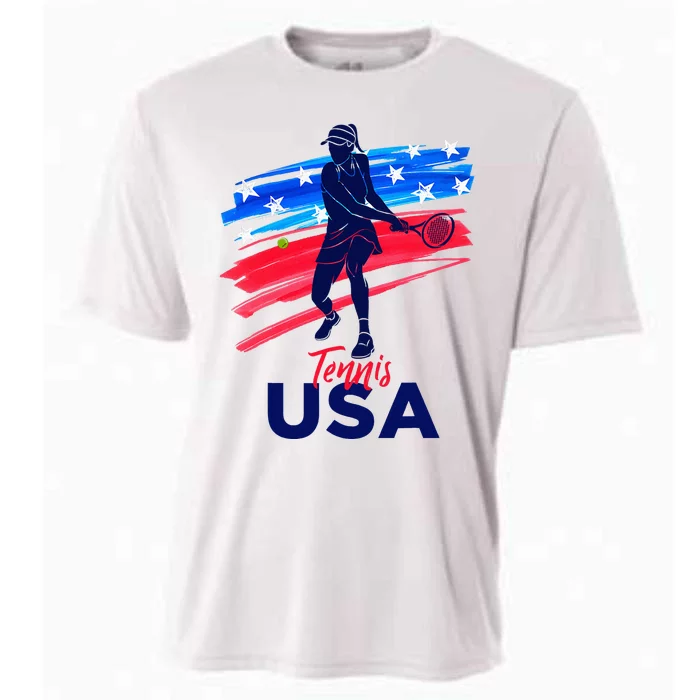 Usa Tennis Support The Team U.S.A Tennis Lover Cooling Performance Crew T-Shirt