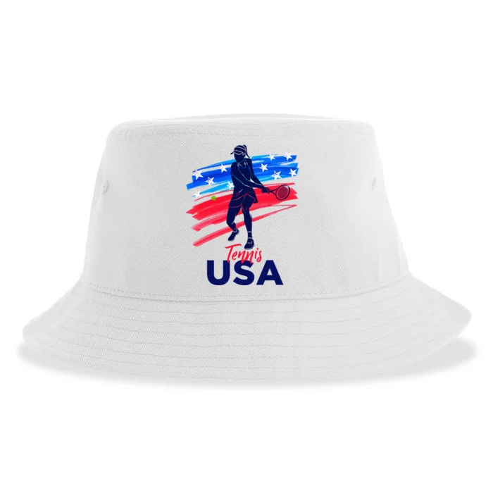 Usa Tennis Support The Team U.S.A Tennis Lover Sustainable Bucket Hat