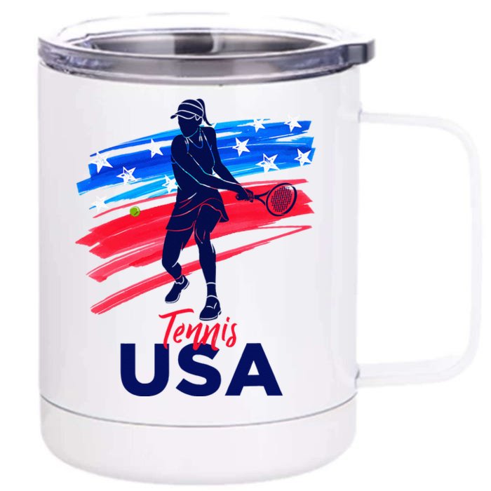 Usa Tennis Support The Team U.S.A Tennis Lover Front & Back 12oz Stainless Steel Tumbler Cup