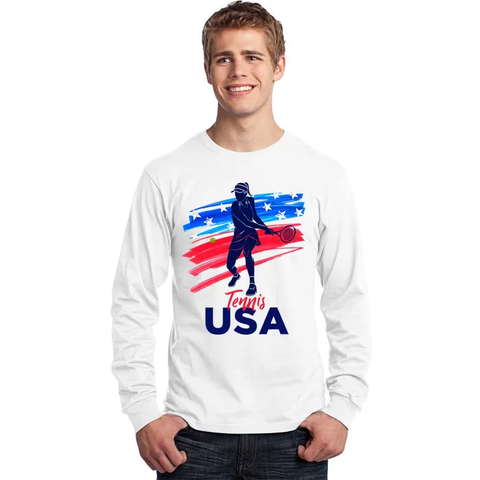 Usa Tennis Support The Team U.S.A Tennis Lover Tall Long Sleeve T-Shirt