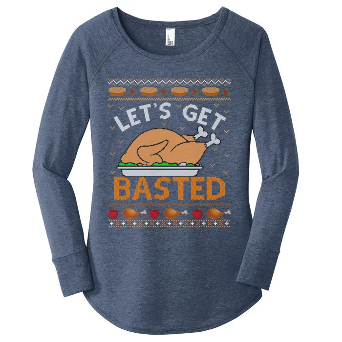 Ugly Thanksgiving Sweater Funny Basted Turkey Gift Women's Perfect Tri Tunic Long Sleeve Shirt