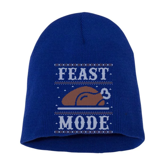 Ugly Thanksgiving Sweater Funny Feast Mode Gift Short Acrylic Beanie