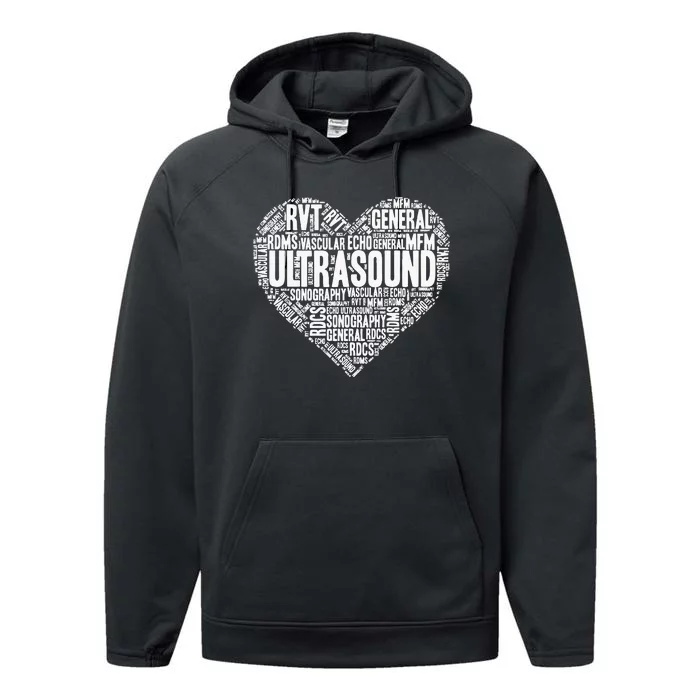 Ultrasound Tech Sonographer Radiology Sonography Heart 2 Performance Fleece Hoodie